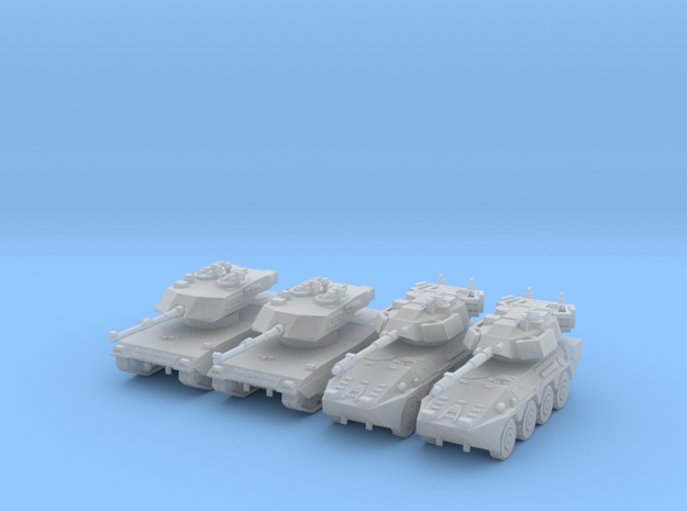 6mm 1/285 Ariete C1 tank and B1 Centauro vehicle in Clear Ultra Fine Detail Plastic