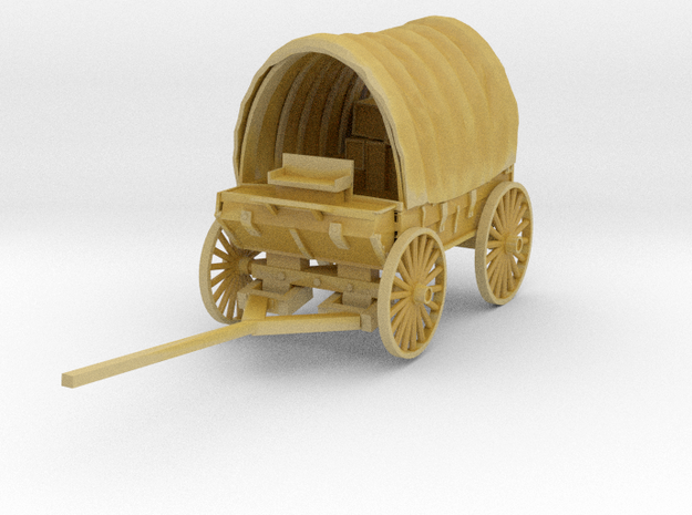 S Scale Covered Wagon in Tan Fine Detail Plastic