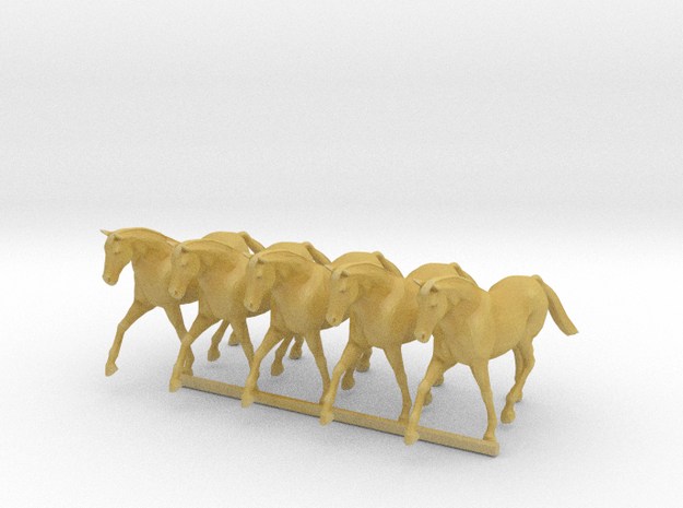 S Scale Trotting Horses in Tan Fine Detail Plastic