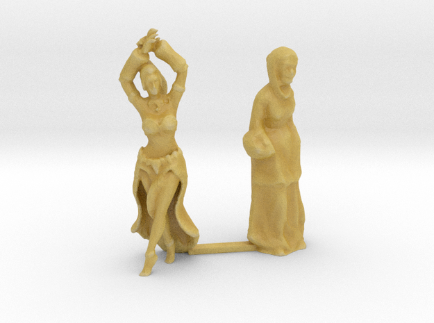 2 centimeter high dancer and old lady in Tan Fine Detail Plastic