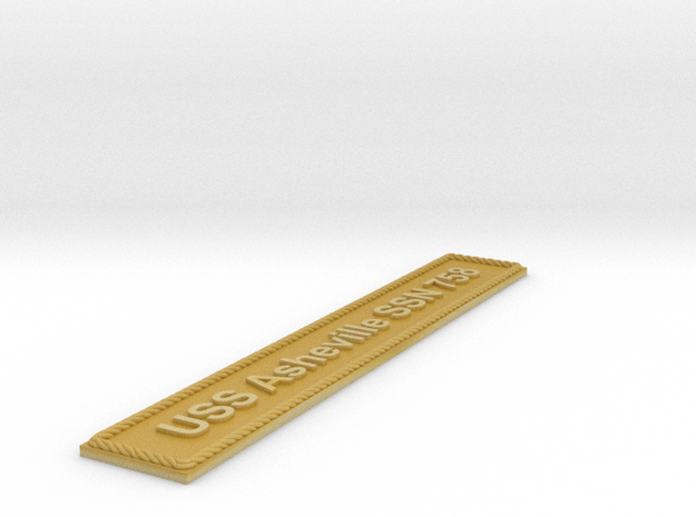 Nameplate USS Asheville SSN 758 in Tan Fine Detail Plastic