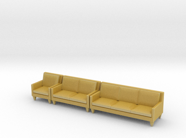1:48 Contemporary Living Room Set in Tan Fine Detail Plastic