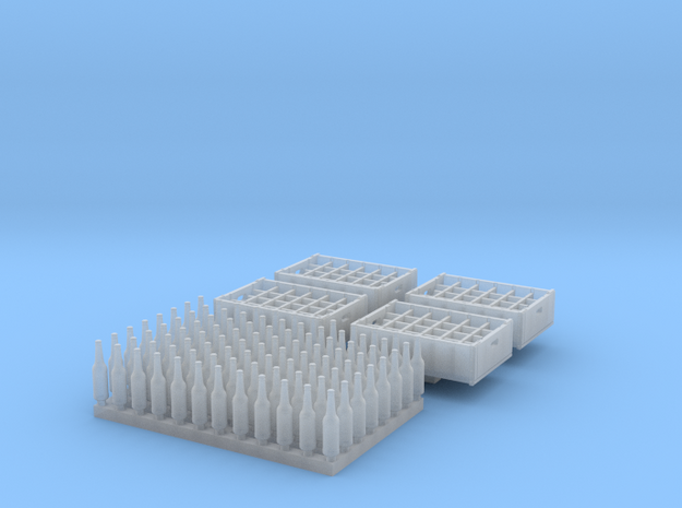 O scale  - 96 bottles, 4 crates in Clear Ultra Fine Detail Plastic