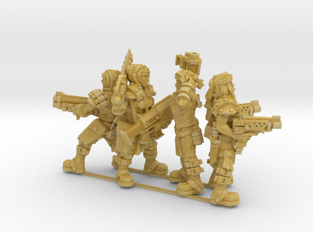 Female Miner Gang with Mixed weapons in Tan Fine Detail Plastic