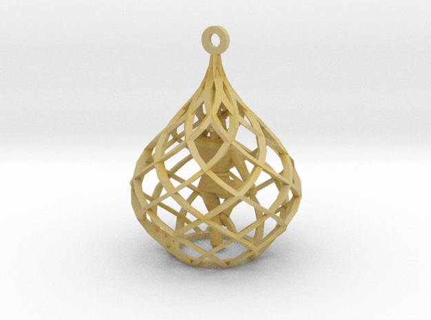 Ornament - Crane Stance With Diamond Block in Tan Fine Detail Plastic