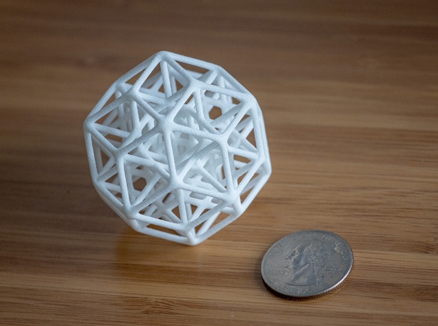 6D Hypercube Rounded in White Natural Versatile Plastic: Small