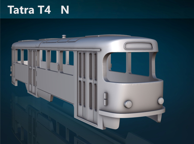 Tatra T4 N [body] in Gray Fine Detail Plastic