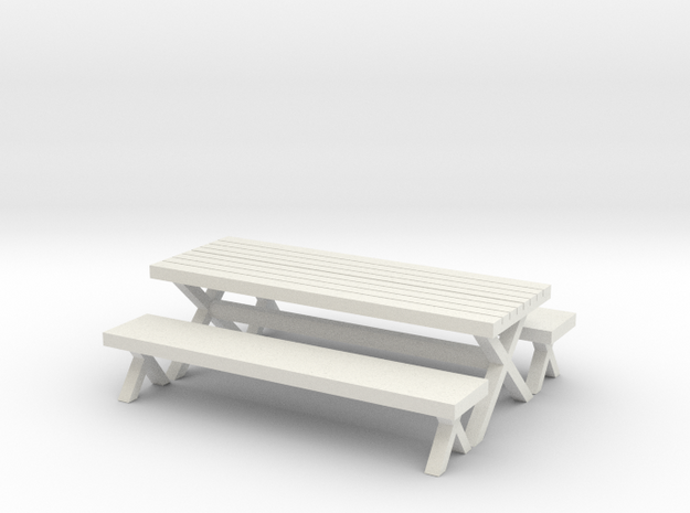1/35 scale Table and Benches in White Natural Versatile Plastic