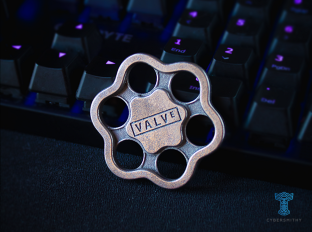 Valve Keychain in Polished Bronze