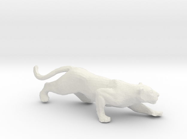 Leopard Sculpture in White Natural Versatile Plastic: Extra Small
