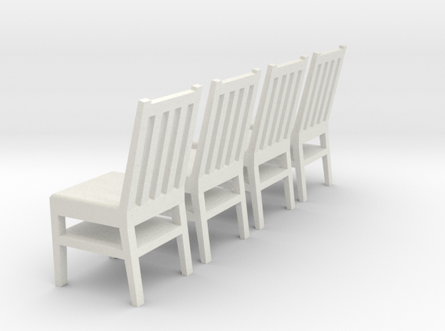 1/35 Scale 4 Wood Chairs in White Natural Versatile Plastic