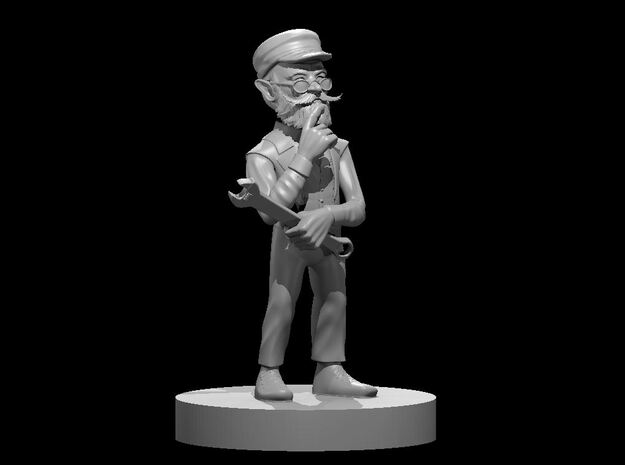 Gnome Male Artificer Old and Pondering in Tan Fine Detail Plastic