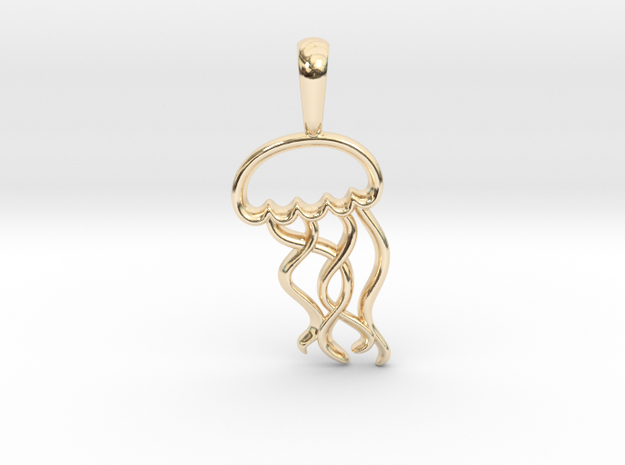 Tiny Jellyfish Charm Necklace in 14k Gold Plated Brass
