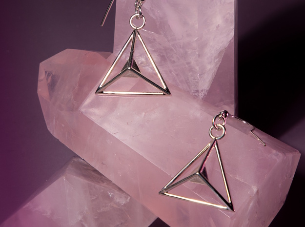 Sacred Trigon Earrings in Polished Silver