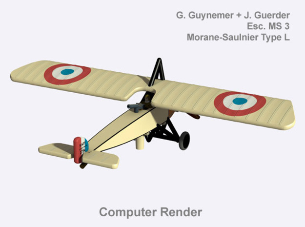 G. Guynemer Morane-Saulnier Type L (full color) in Natural Full Color Nylon 12 (MJF)