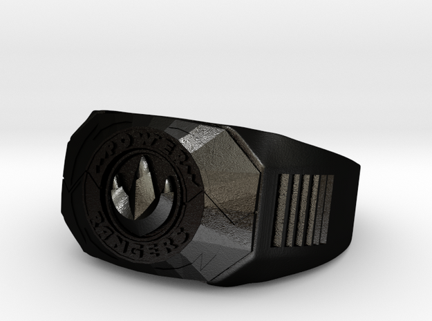 Green Power Ranger Morpher Ring Size 8.5 in Matte Black Steel