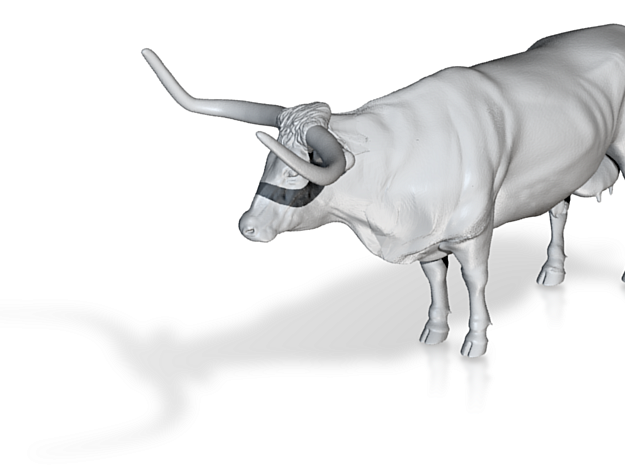 1/64 longhorn cow looking forward in Tan Fine Detail Plastic