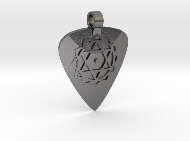 Anahata Guitar Pick Pendant in Processed Stainless Steel 316L (BJT)