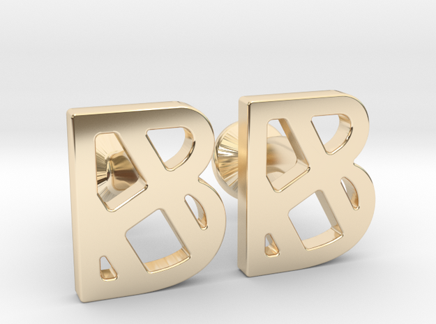 Custom Monogram Cufflinks in 14k Gold Plated Brass
