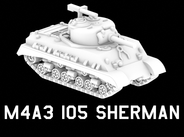 M4A3 (105) Sherman in White Natural Versatile Plastic: 1:220 - Z