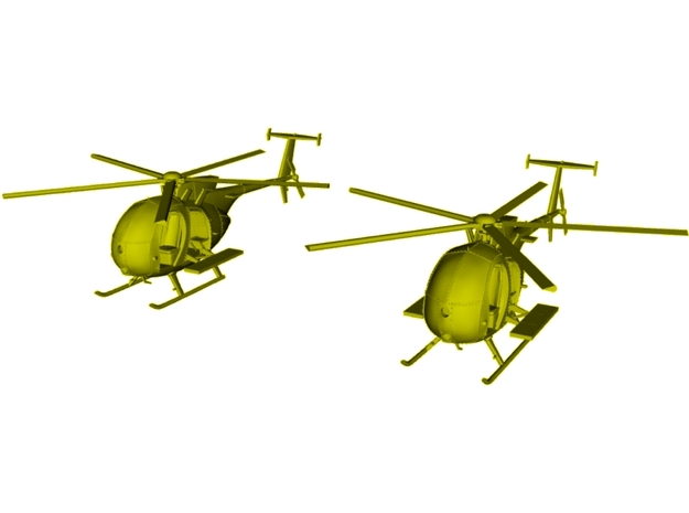1/400 scale Boeing MH-6 Little Bird x 2 helis in Clear Ultra Fine Detail Plastic