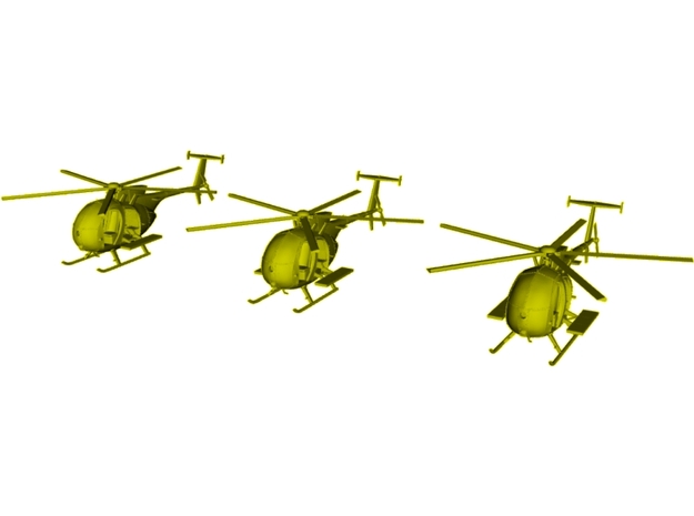 1/400 scale Boeing MH-6 Little Bird x 3 helis in Tan Fine Detail Plastic
