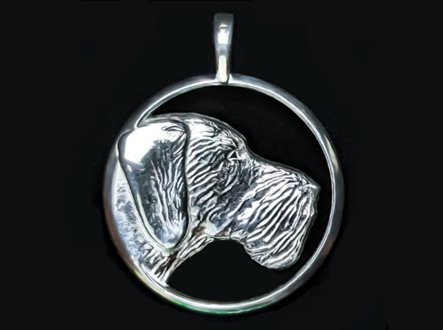 German Wirehaired Pointer Pendant in Polished Silver