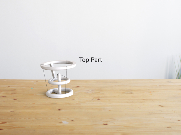 Levitating Anti Gravity Tensegrity 2 - Large Top in White Natural Versatile Plastic