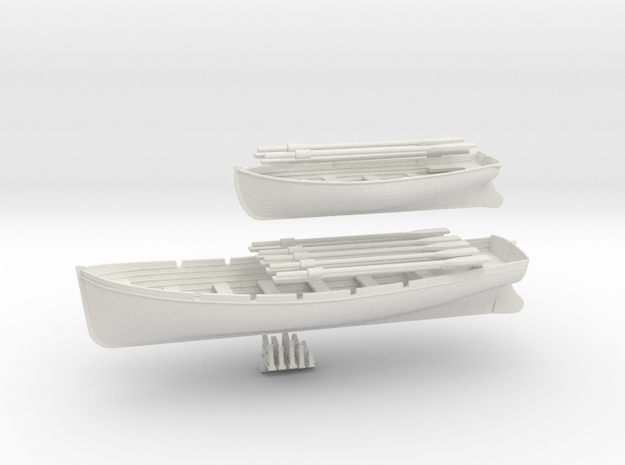 1/50 DKM 8m & 6m Long Boats Set in White Natural Versatile Plastic