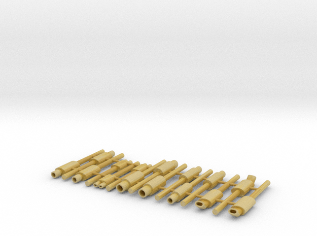 Set of 15 - Mix of various Exhausts in Tan Fine Detail Plastic