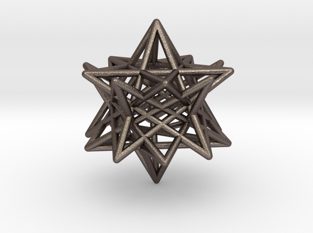 modified twisted Small stellated dodecahedron in Polished Bronzed Silver Steel