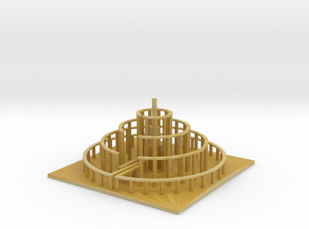 Circular Labyrinth, Wall:Path Ratio 1:4 in Tan Fine Detail Plastic: Extra Small