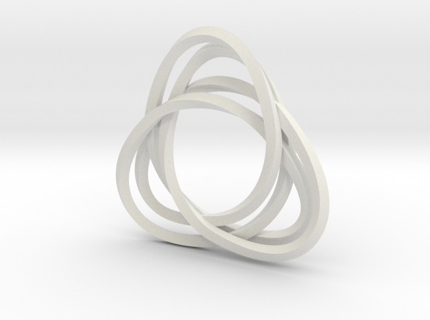 Tri mobius twin 2mm rail pendant in White Natural Versatile Plastic