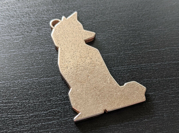 Fox shape keychain in Polished Bronzed-Silver Steel