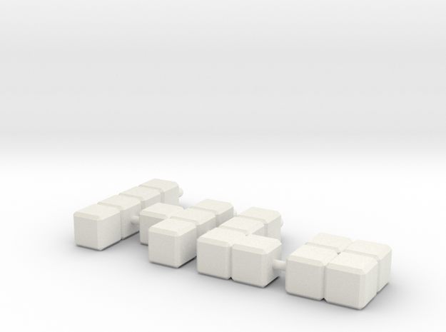 Earring Cubes in White Natural Versatile Plastic