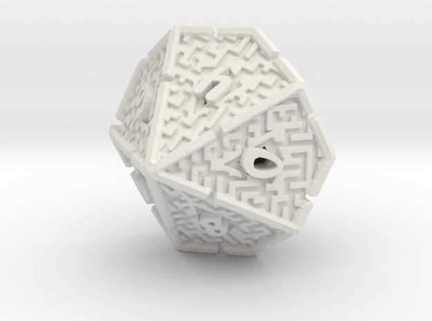 10 Sided Maze Die V2 in White Natural Versatile Plastic