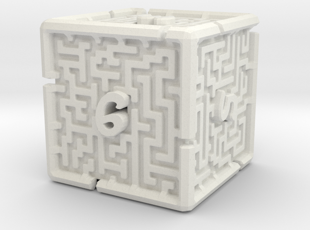 6 Sided Maze Die V2 in White Natural Versatile Plastic
