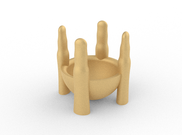 4 Finger Ring Holder in White Natural Versatile Plastic: Small
