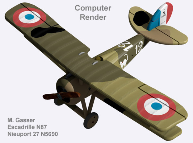 Marcel Gasser Nieuport 27 (full color) in Natural Full Color Nylon 12 (MJF)