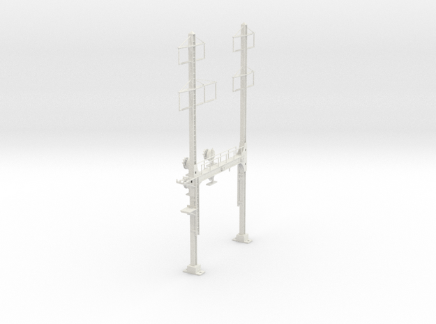 CATENARY PRR BEAM SIGNAL 2 TRACK 2-3 PHASE N SCALE in White Natural Versatile Plastic