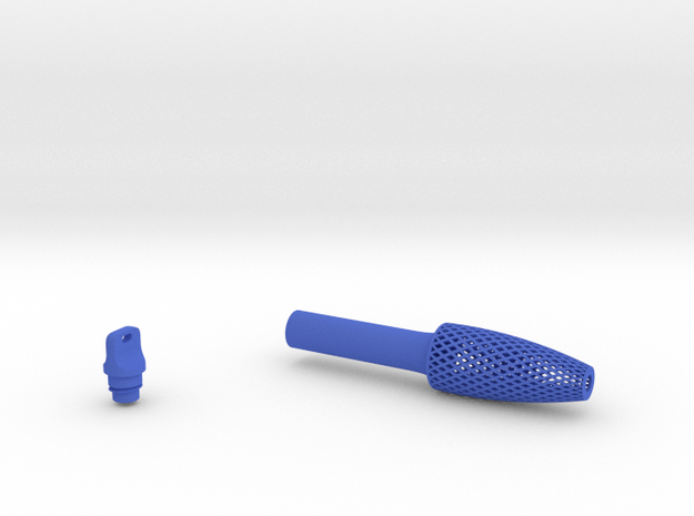 Textured Conical Pen Grip - small without button in Blue Processed Versatile Plastic