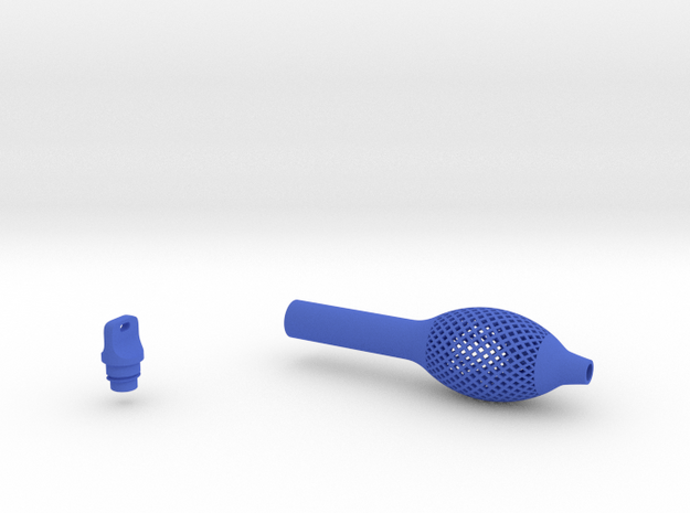 Textured Bulb Pen Grip - small with button in Blue Processed Versatile Plastic