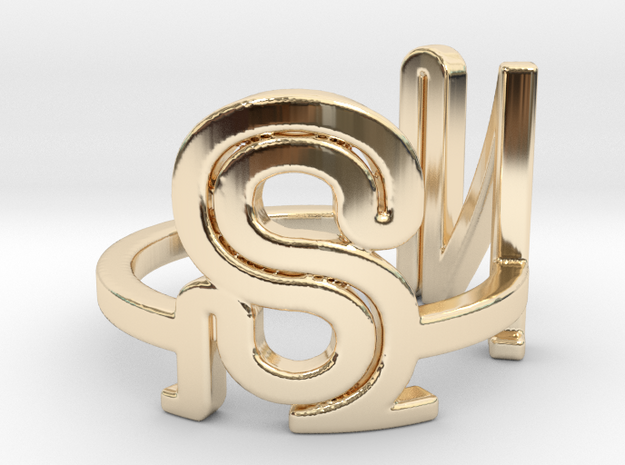 S N Initials Ring in 14K Yellow Gold