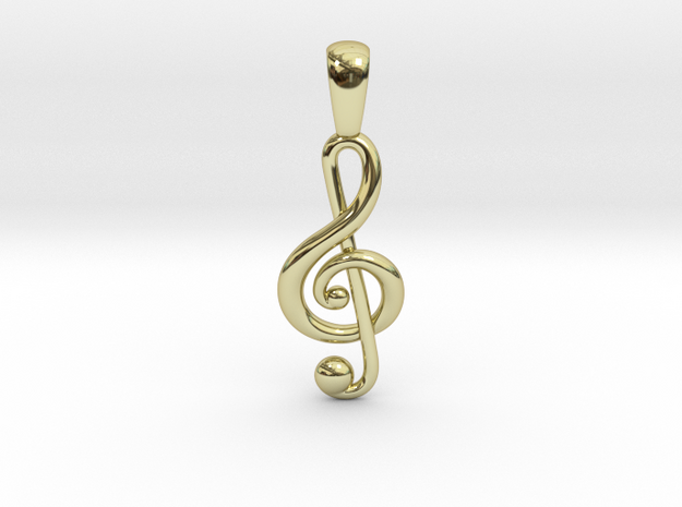 Treble Clef Pendant in 18k Gold Plated Brass
