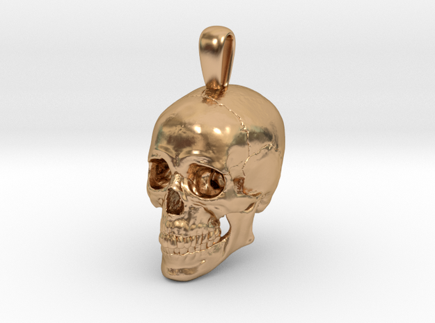 Skull Pendant in Polished Bronze