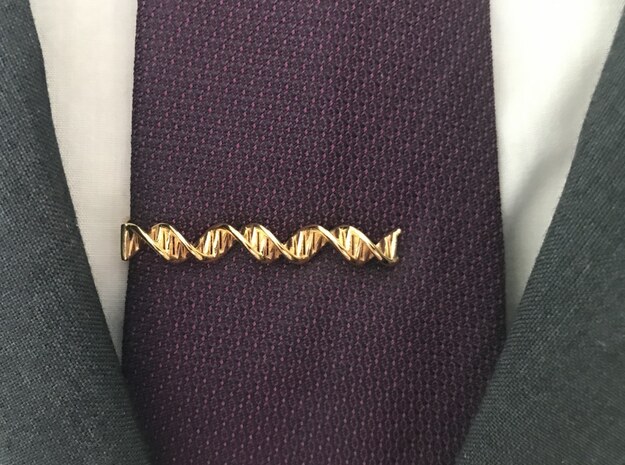 B-DNA Tie Clip 0.3 in 14k Gold Plated Brass