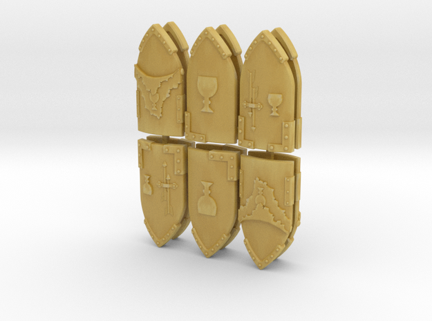 Galactic Knights Pilgrim Shields x12 (NO HANDS) in Tan Fine Detail Plastic