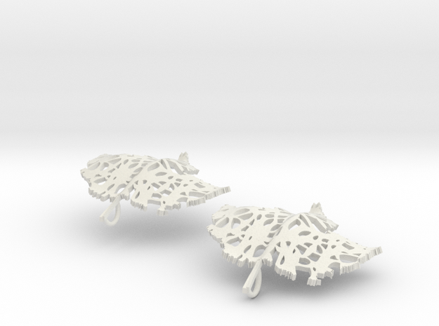 Pair of Leaflet Earings in White Natural Versatile Plastic