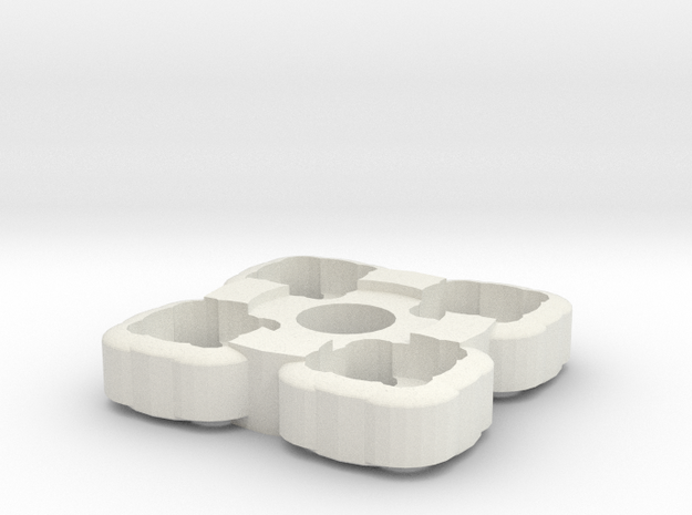Clover Connector - Machine Sewable Socket in White Natural Versatile Plastic