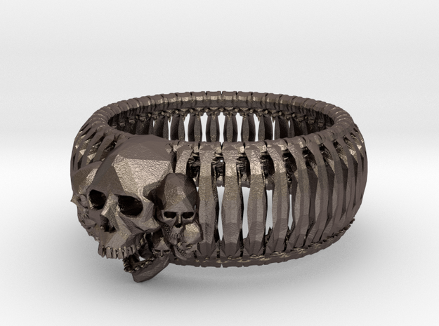 Boneskulls Ring in Polished Bronzed Silver Steel